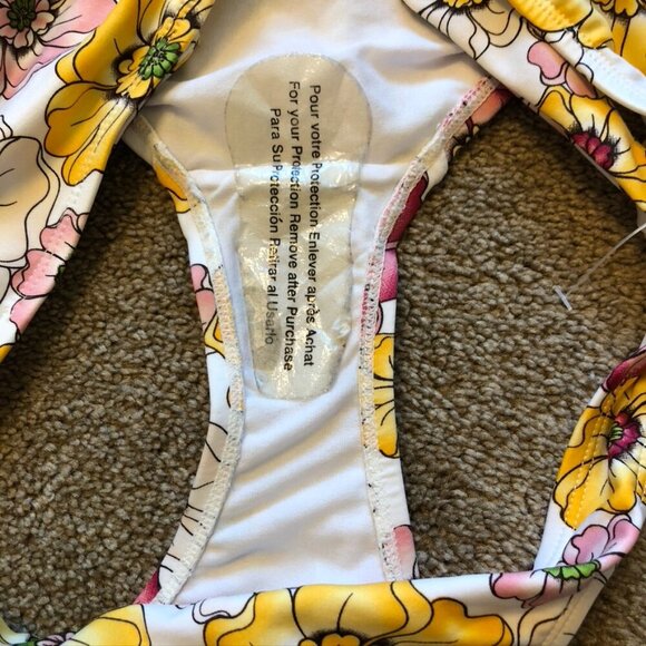 NEW NWOT JAG JEANS Yellow Pink White Tropical Floral Y2K 00s Bikini BOTTOM XL - Picture 5 of 8